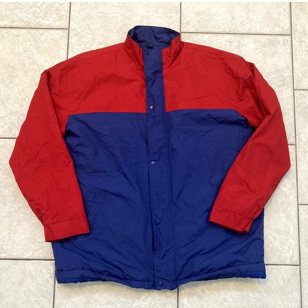 Disneyland Ski Jacket Cast Member Anorak Unisex XL Quilted Blue Red Theme Park